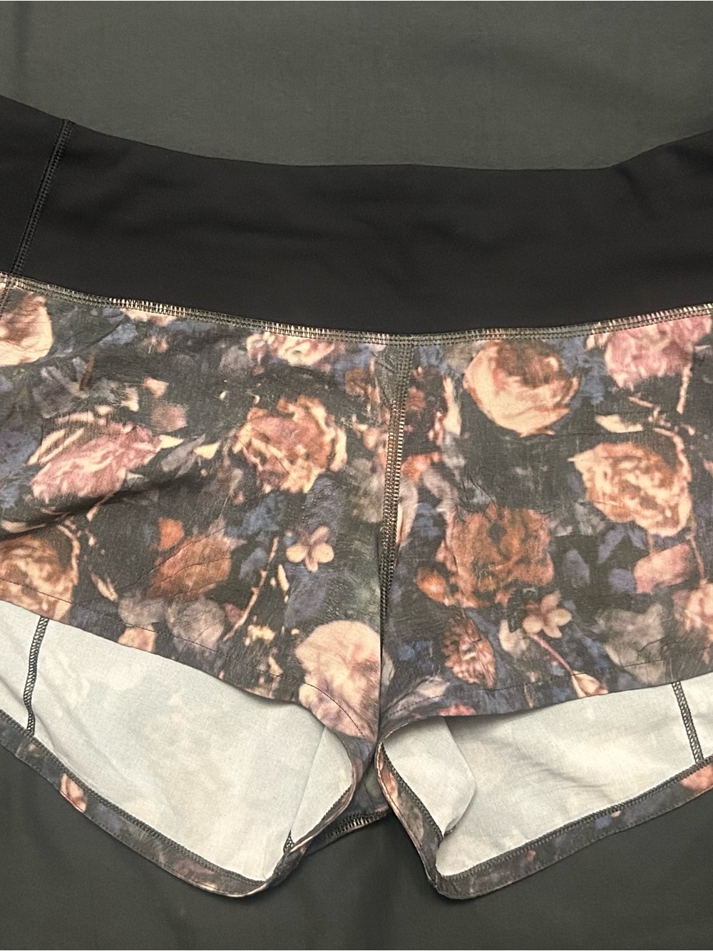 lululemon athletica Floral Print Athletic Shorts with Black Waistband